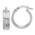 Leslie's 14K White Gold Polished and Satin Round Hoop Earrings