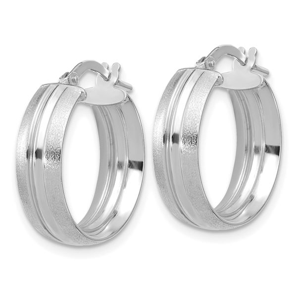 Leslie's 14K White Gold Polished and Satin Round Hoop Earrings - Image 2