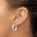 Leslie's 14K White Gold Polished and Satin Round Hoop Earrings - Image 3