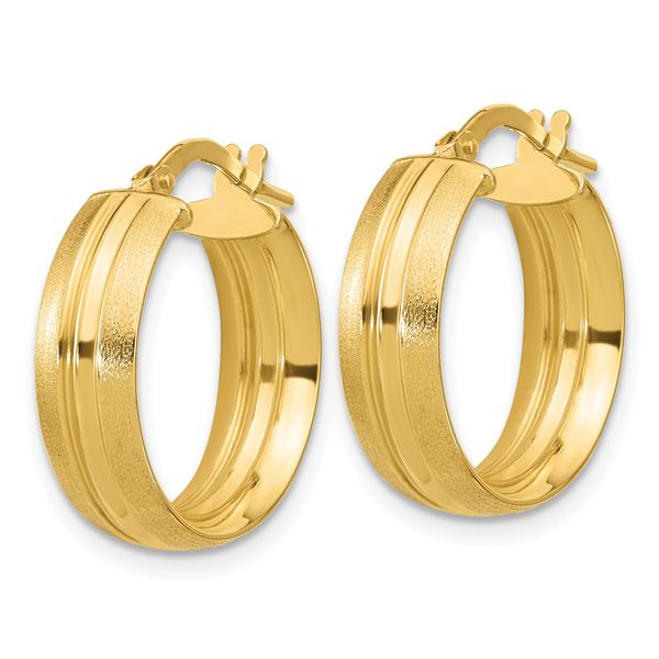Leslie's 14K Polished and Satin Round Hoop Earrings - Image 2
