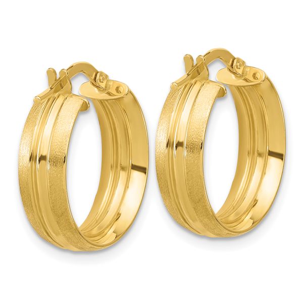 Leslie's 14K Polished and Satin Round Hoop Earrings - Image 4