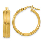 Leslie's 14K Polished and Satin Round Hoop Earrings