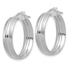 Leslie's 14K White Gold Polished and Satin Round Hoop Earrings - Image 2