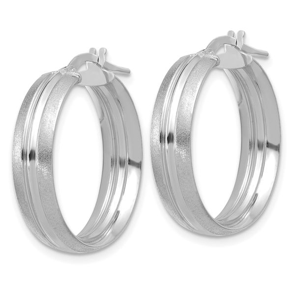 Leslie's 14K White Gold Polished and Satin Round Hoop Earrings - Image 2