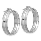 Leslie's 14K White Gold Polished and Satin Round Hoop Earrings - Image 4