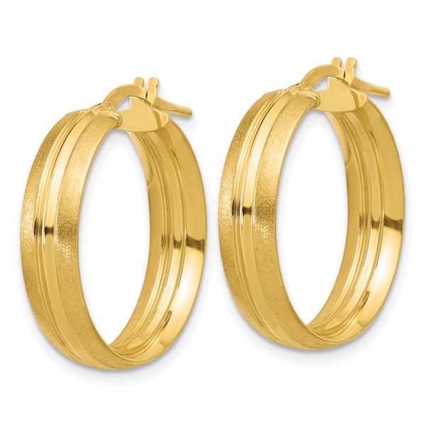 Leslie's 14K Polished and Satin Round Hoop Earrings - Image 2