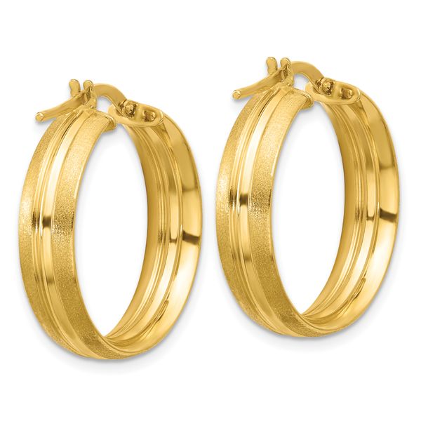 Leslie's 14K Polished and Satin Round Hoop Earrings - Image 4