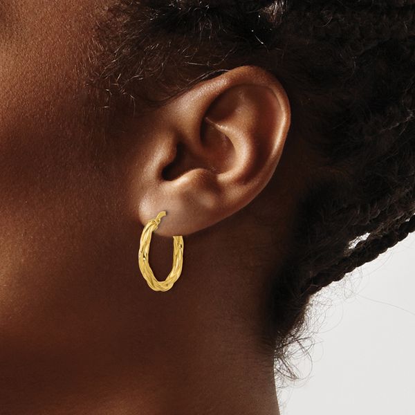 Leslie's 14K Polished Twisted Round Hoop Earrings - Image 3