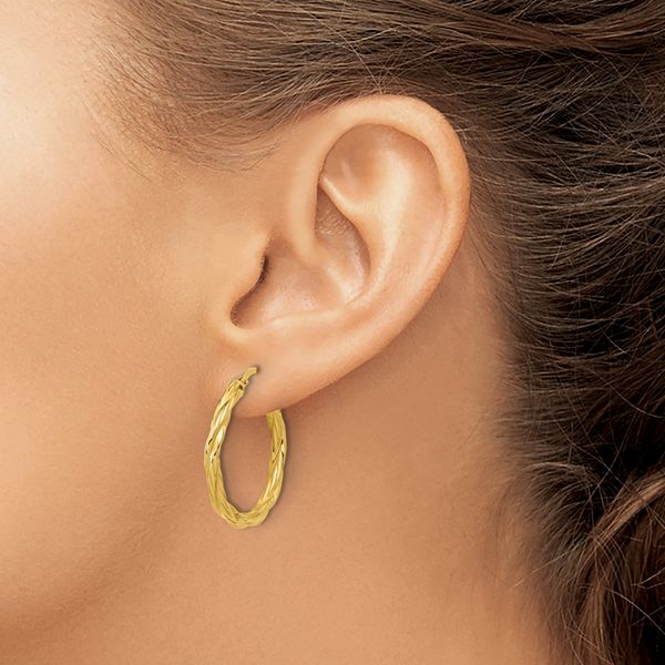 Leslie's 14K Polished Twisted Round Hoop Earrings - Image 3