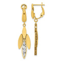Leslie's 14K Two-tone Polish/Dia-cut Fancy Dangle Omega Earrings