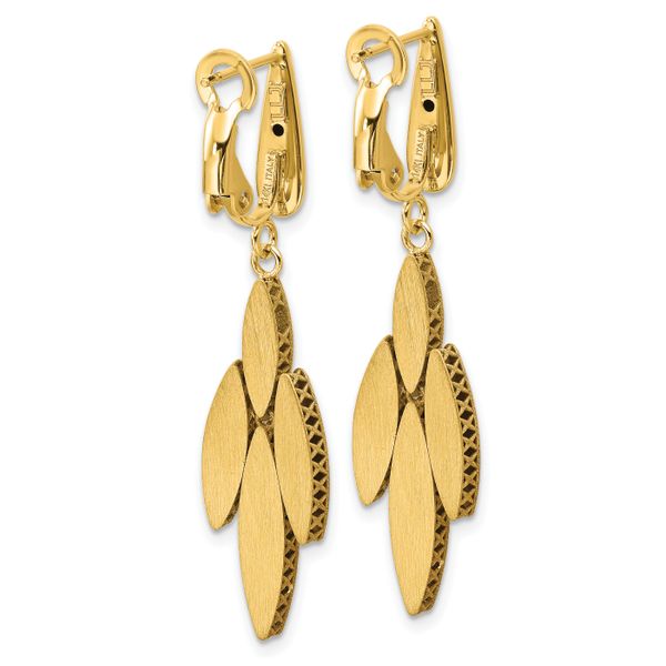 Leslie's 14K Two-tone Polish/Dia-cut Fancy Dangle Omega Earrings - Image 4