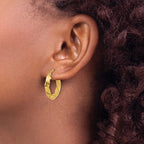 Leslie's 14K Polished and Grooved Fancy Hoop Earrings - Image 3