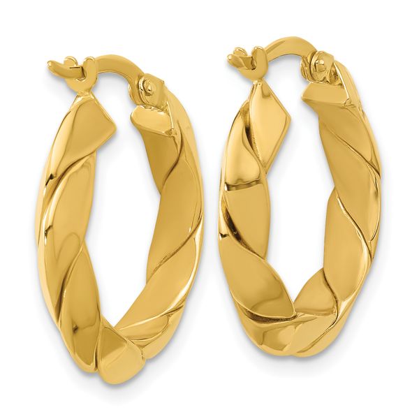 Leslie's 14K Polished and Grooved Fancy Hoop Earrings - Image 4