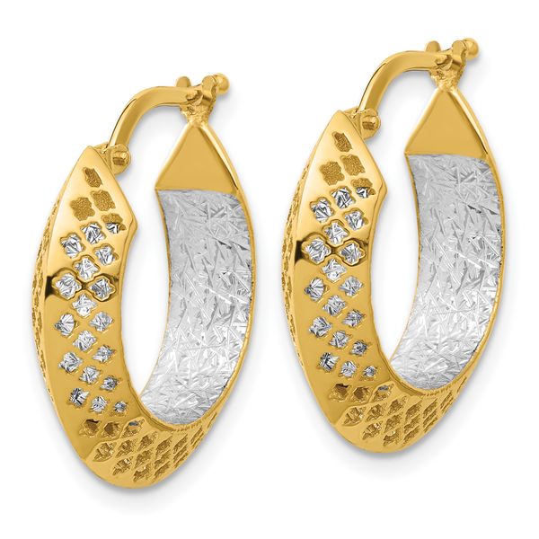 Leslie's 14K Two-tone Polished and Diamond-cut Hoop Earrings - Image 2