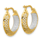 Leslie's 14K Two-tone Polished and Diamond-cut Hoop Earrings - Image 4