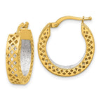 Leslie's 14K Two-tone Polished and Diamond-cut Hoop Earrings