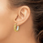 Leslie's 14K Two-tone Polished and Diamond-cut Hoop Earrings - Image 3