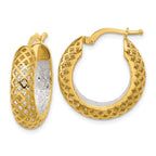 Leslie's 14K Two-tone Polished and Diamond-cut Hoop Earrings