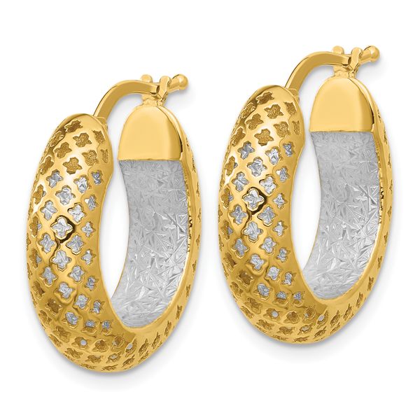 Leslie's 14K Two-tone Polished and Diamond-cut Hoop Earrings - Image 2