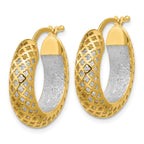 Leslie's 14K Two-tone Polished and Diamond-cut Hoop Earrings - Image 2