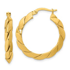 Leslie's 14K Polished and Grooved Fancy Hoop Earrings
