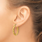 Leslie's 14K Polished and Grooved Fancy Hoop Earrings - Image 3