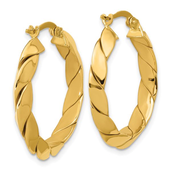 Leslie's 14K Polished and Grooved Fancy Hoop Earrings - Image 4