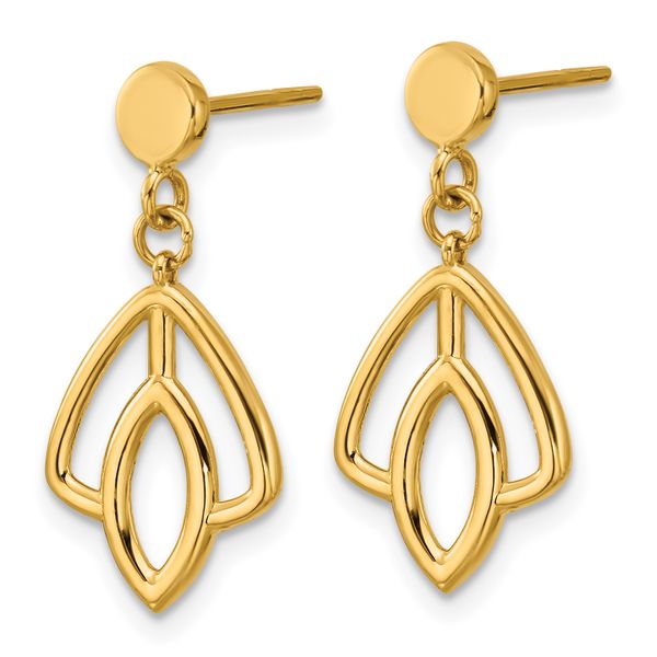 Leslie's 14K Polished Floral Dangle Post Earrings - Image 2