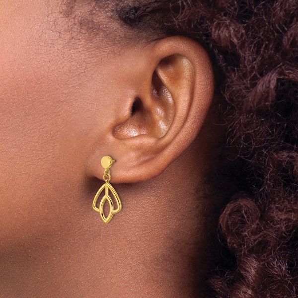 Leslie's 14K Polished Floral Dangle Post Earrings - Image 3