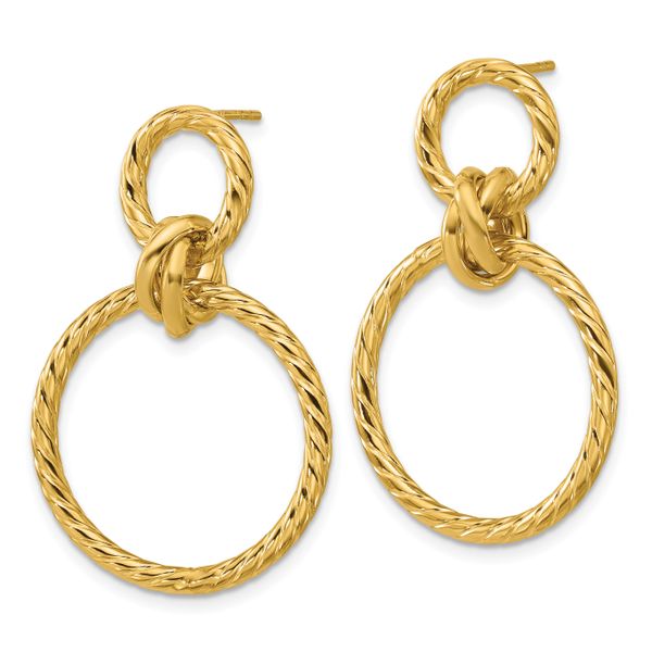 Leslie's 14K Polished and Twisted Circles Dangle Post Earrings - Image 2