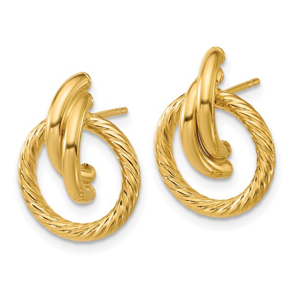 Leslie's 14K Polished and Twisted Circles Drop Post Earrings - Image 2