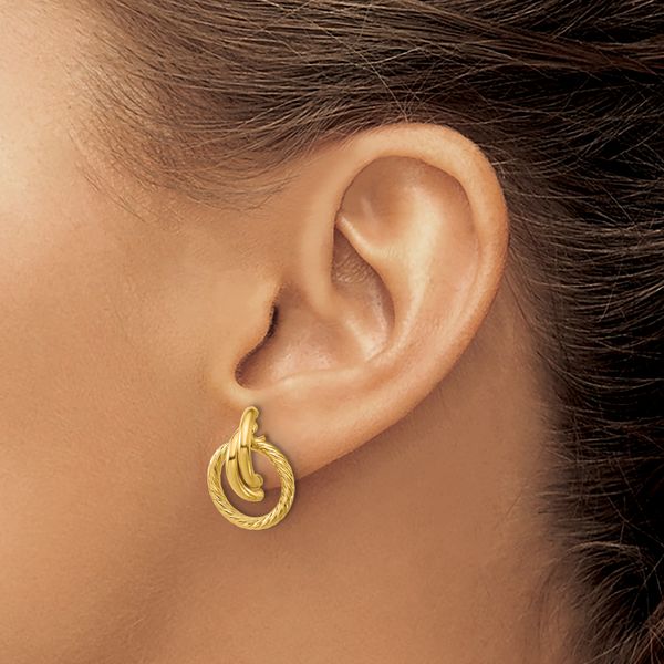 Leslie's 14K Polished and Twisted Circles Drop Post Earrings - Image 3