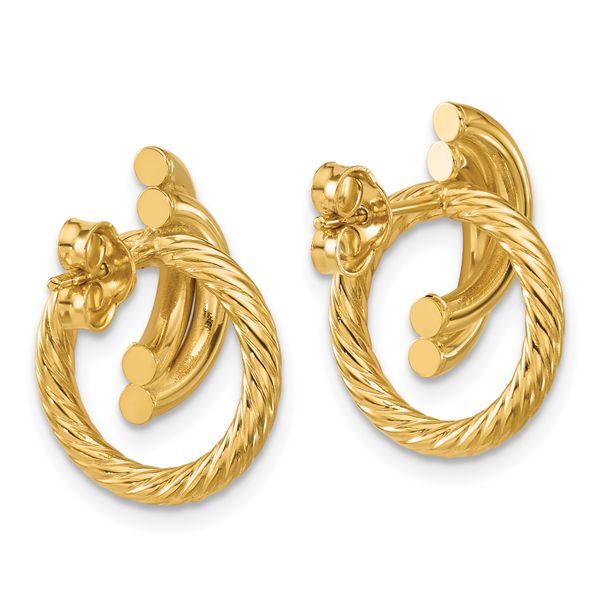 Leslie's 14K Polished and Twisted Circles Drop Post Earrings - Image 4
