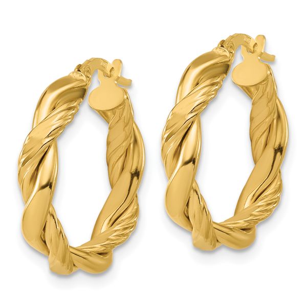 Leslie's 14K Polished and Twisted Round Hoop Earrings - Image 2