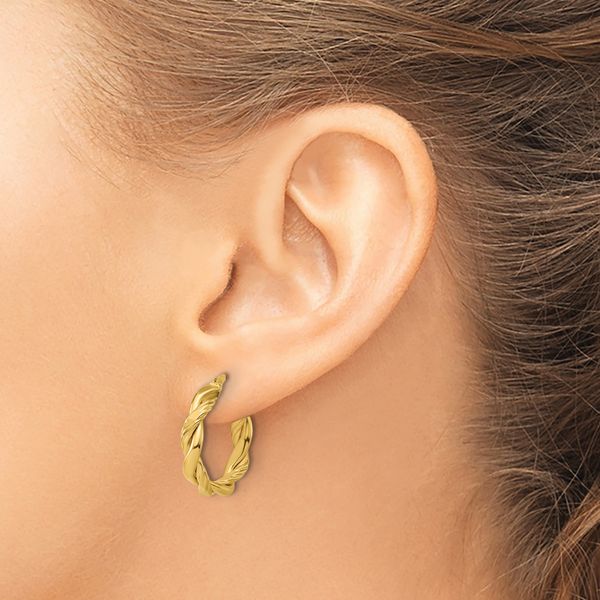 Leslie's 14K Polished and Twisted Round Hoop Earrings - Image 3