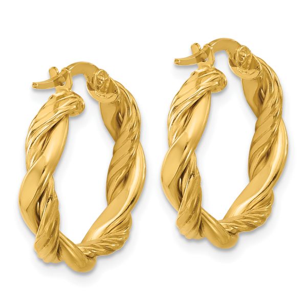 Leslie's 14K Polished and Twisted Round Hoop Earrings - Image 4