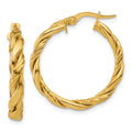 Leslie's 14K Polished and Twisted Round Hoop Earrings