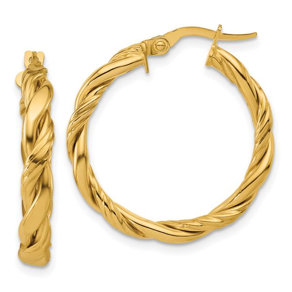 Leslie's 14K Polished and Twisted Round Hoop Earrings