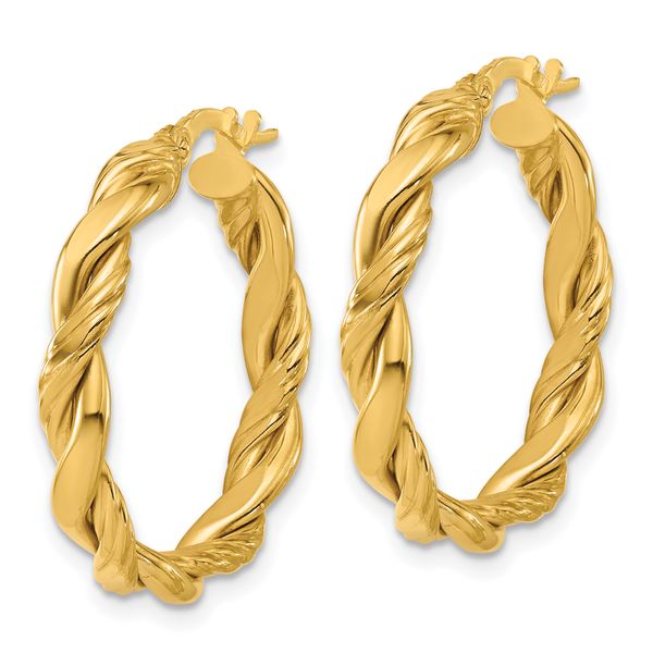 Leslie's 14K Polished and Twisted Round Hoop Earrings - Image 2