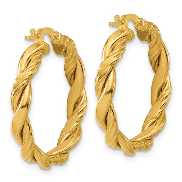 Leslie's 14K Polished and Twisted Round Hoop Earrings - Image 4