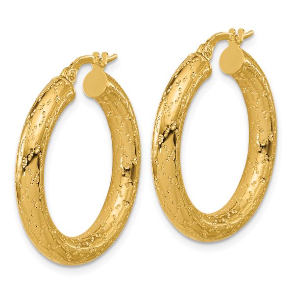 Leslie's 14K Polished Patterned Round Hoop Earrings - Image 2