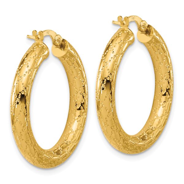 Leslie's 14K Polished Patterned Round Hoop Earrings - Image 4