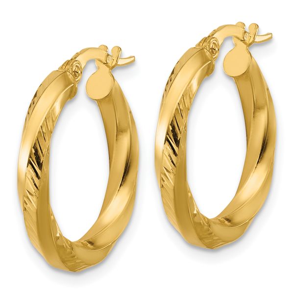 Leslie's 14K Polished and Diamond-cut Round Hoop Earrings - Image 2