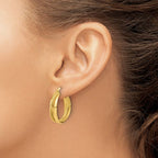 Leslie's 14K Polished and Diamond-cut Round Hoop Earrings - Image 3