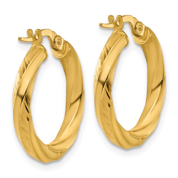 Leslie's 14K Polished and Diamond-cut Round Hoop Earrings - Image 4