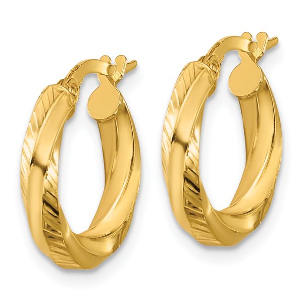 Leslie's 14K Polished and Diamond-cut Round Hoop Earrings - Image 2