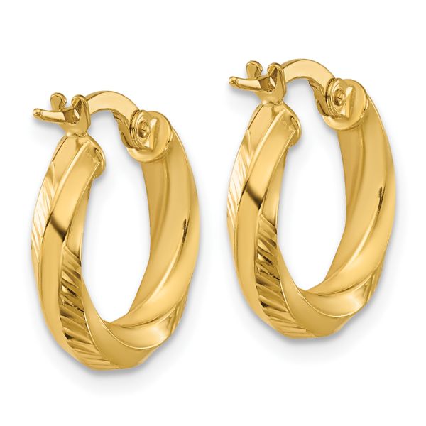Leslie's 14K Polished and Diamond-cut Round Hoop Earrings - Image 4
