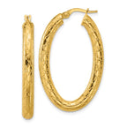 Leslie's 14K Polished Patterned Oval Hoop Earrings