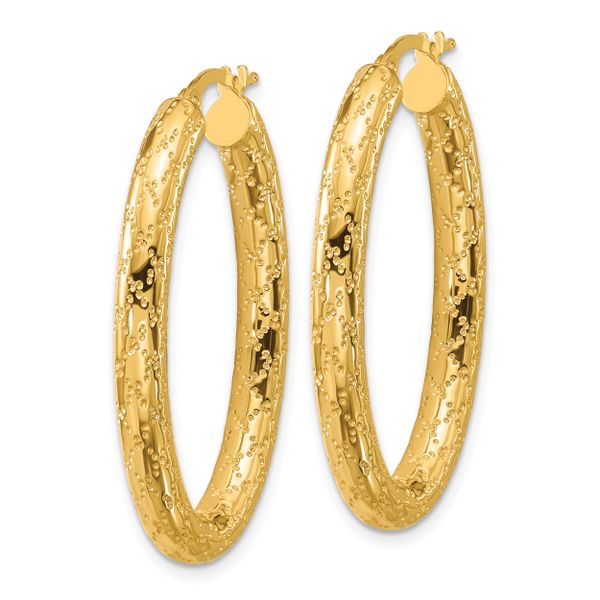 Leslie's 14K Polished Patterned Oval Hoop Earrings - Image 2