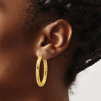 Leslie's 14K Polished Patterned Oval Hoop Earrings - Image 3